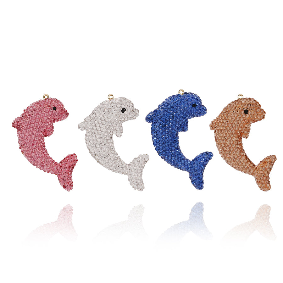 Crystal Dolphin Animal Ocean DIY Accessories Pendant Decorative Clothing Accessories Exquisite 3D Diamond Inlaid Dolphin Accessories Mini Imitation Crystal Dolphin