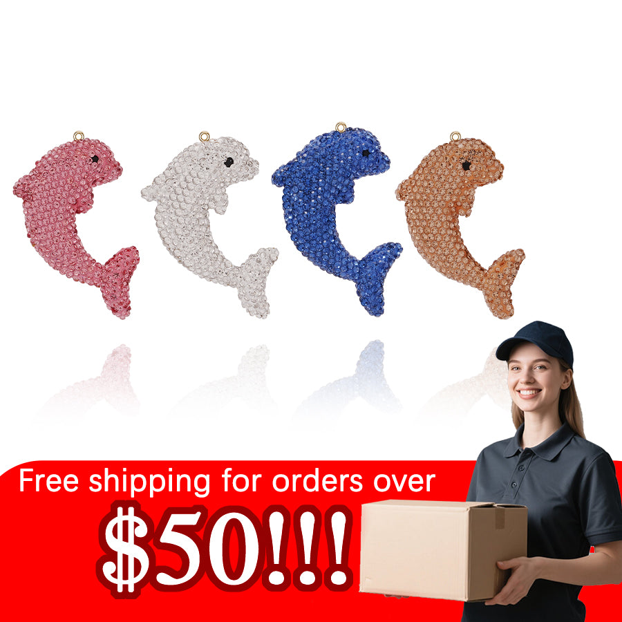 Crystal Dolphin Animal Ocean DIY Accessories Pendant Decorative Clothing Accessories Exquisite 3D Diamond Inlaid Dolphin Accessories Mini Imitation Crystal Dolphin
