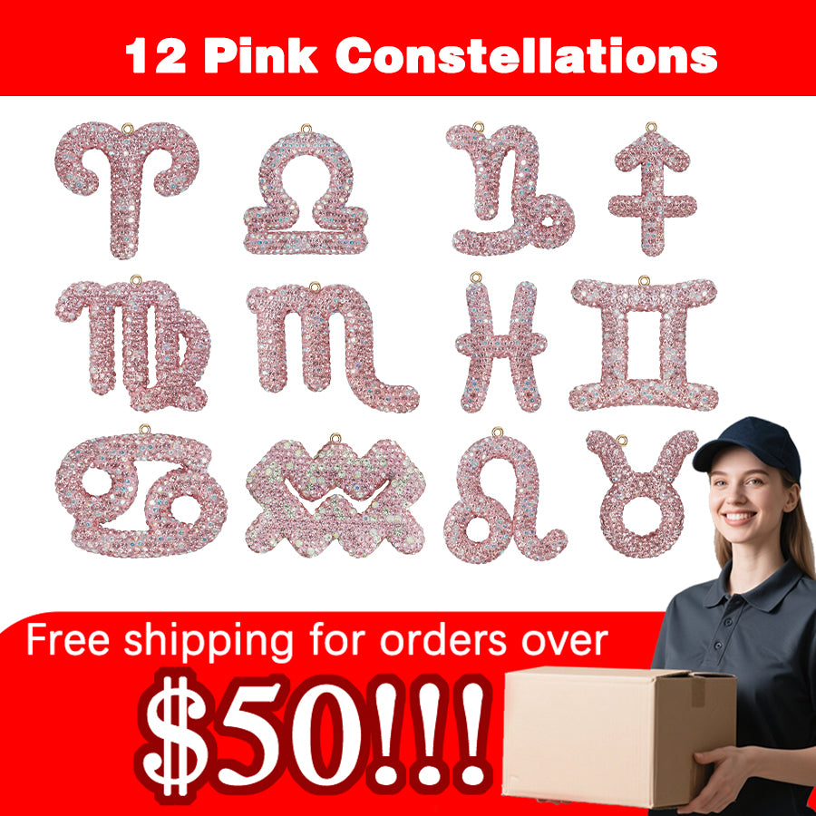 Constellation 12 Pink Water Diamond Constellation Accessories Exquisite Three Dimensional Diamond Set Accessories DIY Decorative Crystal Accessories Water Diamond